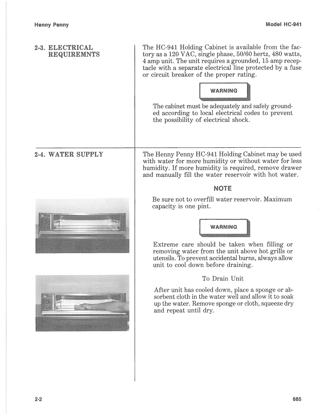 Henny Penny HC-941 manual 