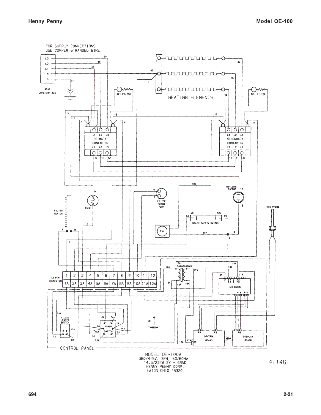 Henny Penny manual Henny Penny Model OE-100 694 