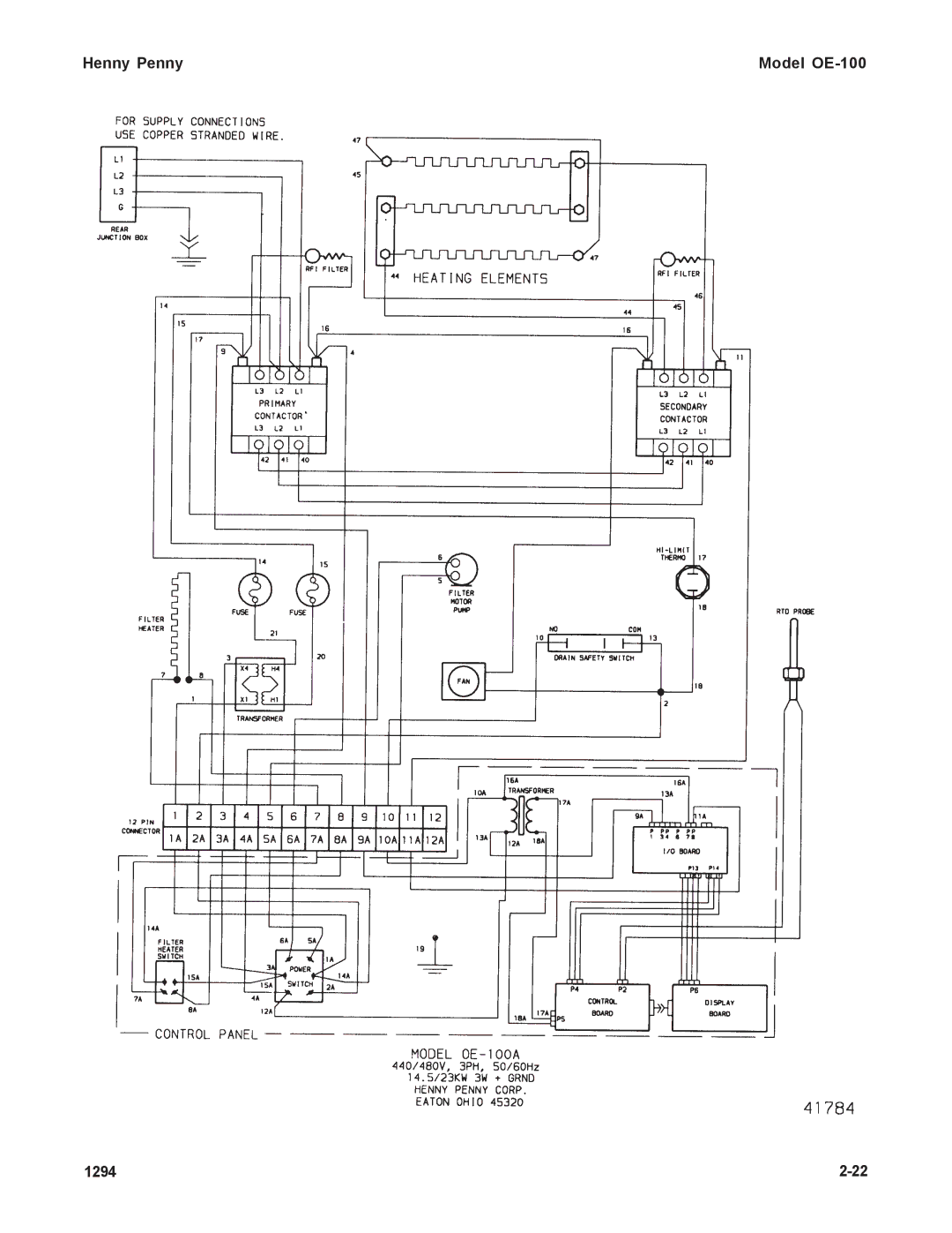 Henny Penny manual Henny Penny Model OE-100 1294 