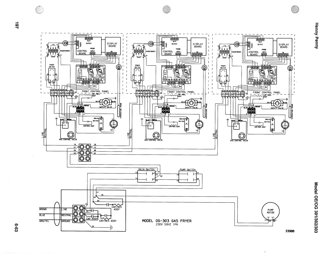 Henny Penny OE-30X, OG-30X manual Model 06-303 GAS Fryer 