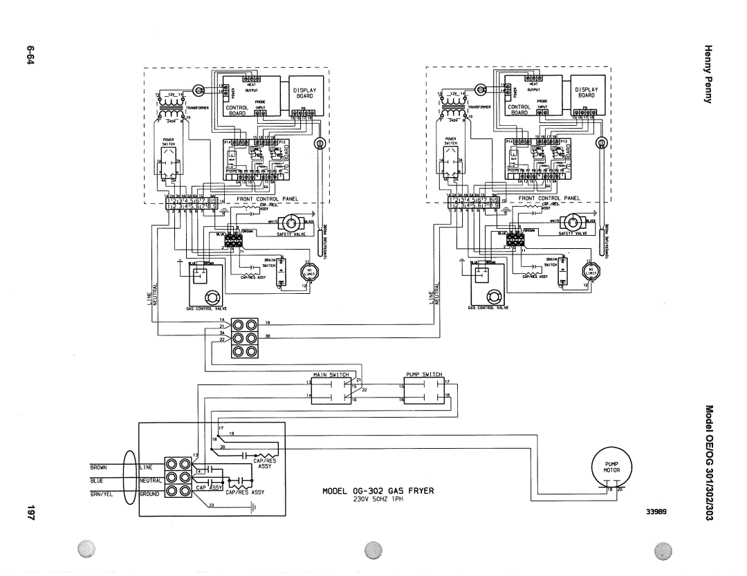 Henny Penny OG-30X, OE-30X manual Model 06-302 GAS Fryer 