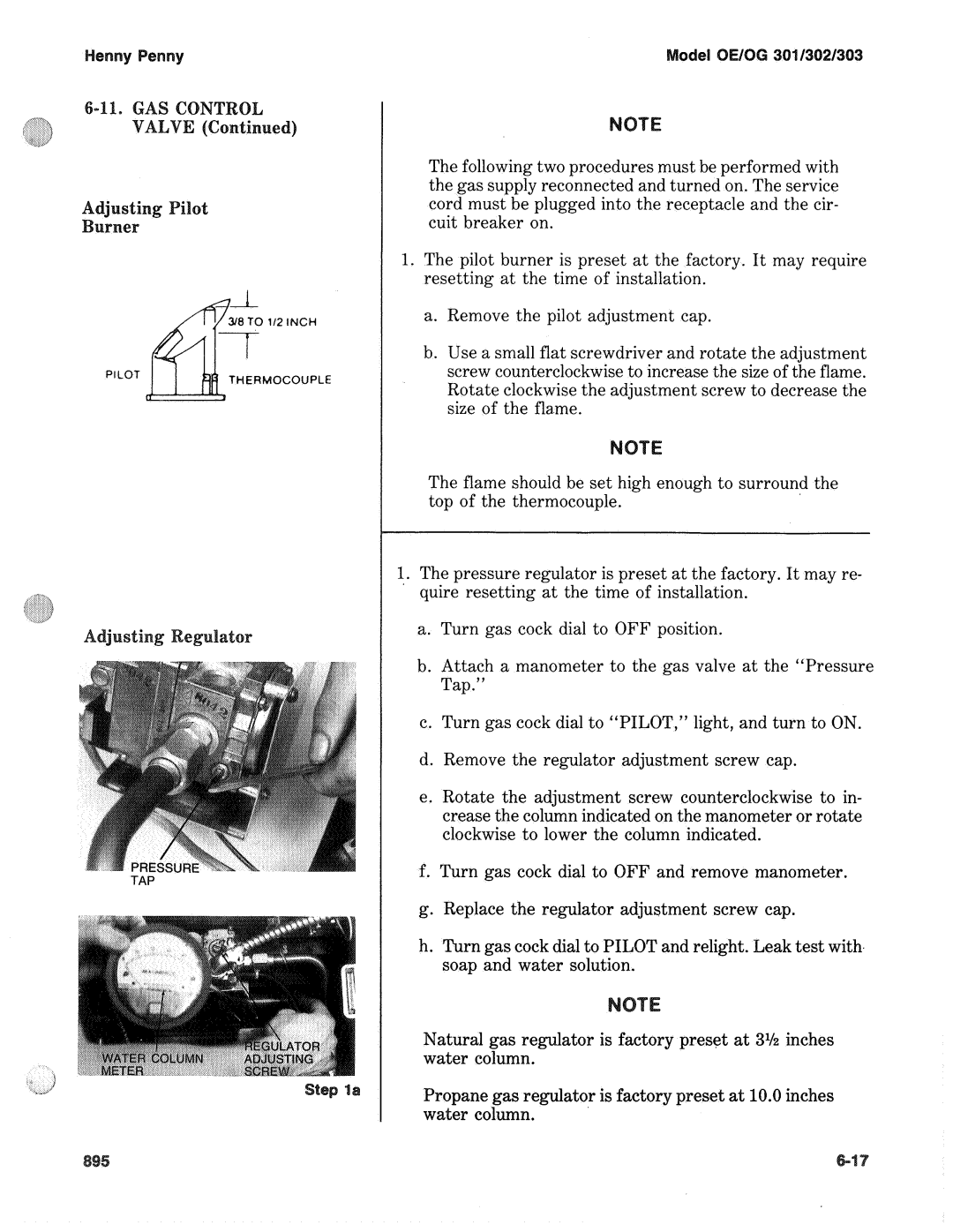 Henny Penny OE-30X, OG-30X manual Pilotthermocouple 