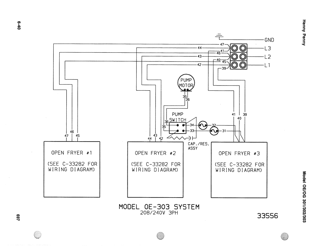 Henny Penny OG-30X, OE-30X manual See C-33282 for Wiring Diagram GND Pump 