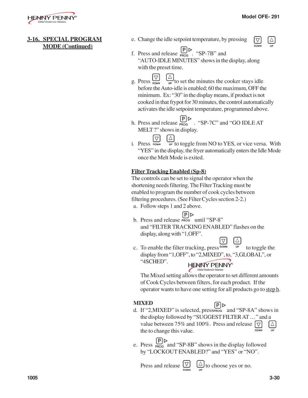 Henny Penny OFE- 291 manual Mixed 