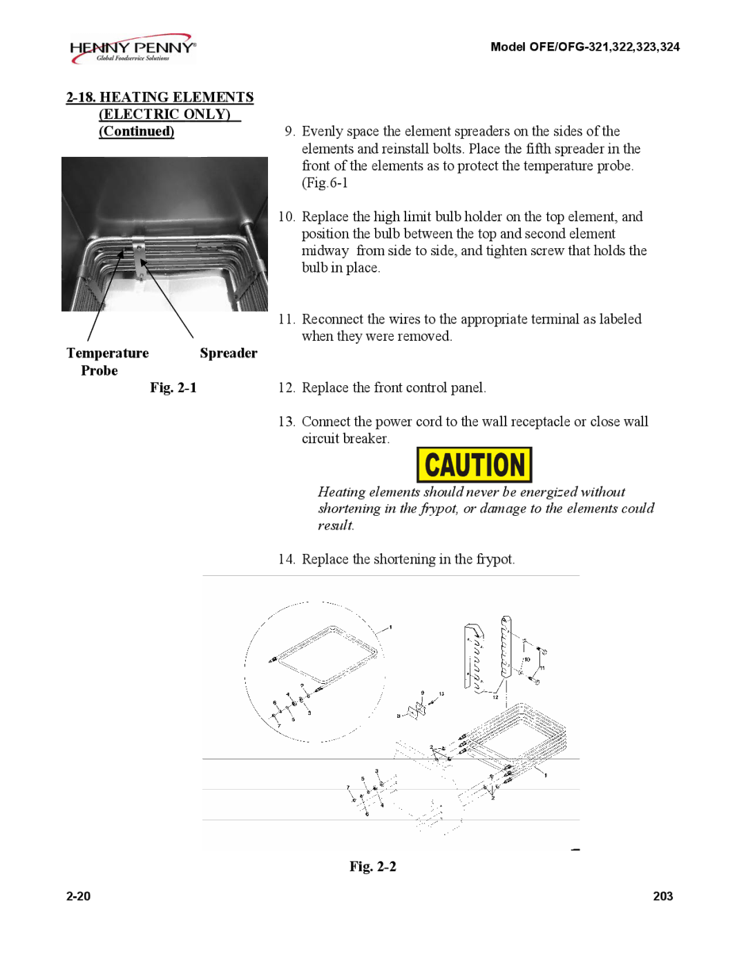 Henny Penny OFE/OFG-324, OFE/OFG-322, OFE/OFG-321, OFE/OFG-323 manual Temperature Spreader Probe 