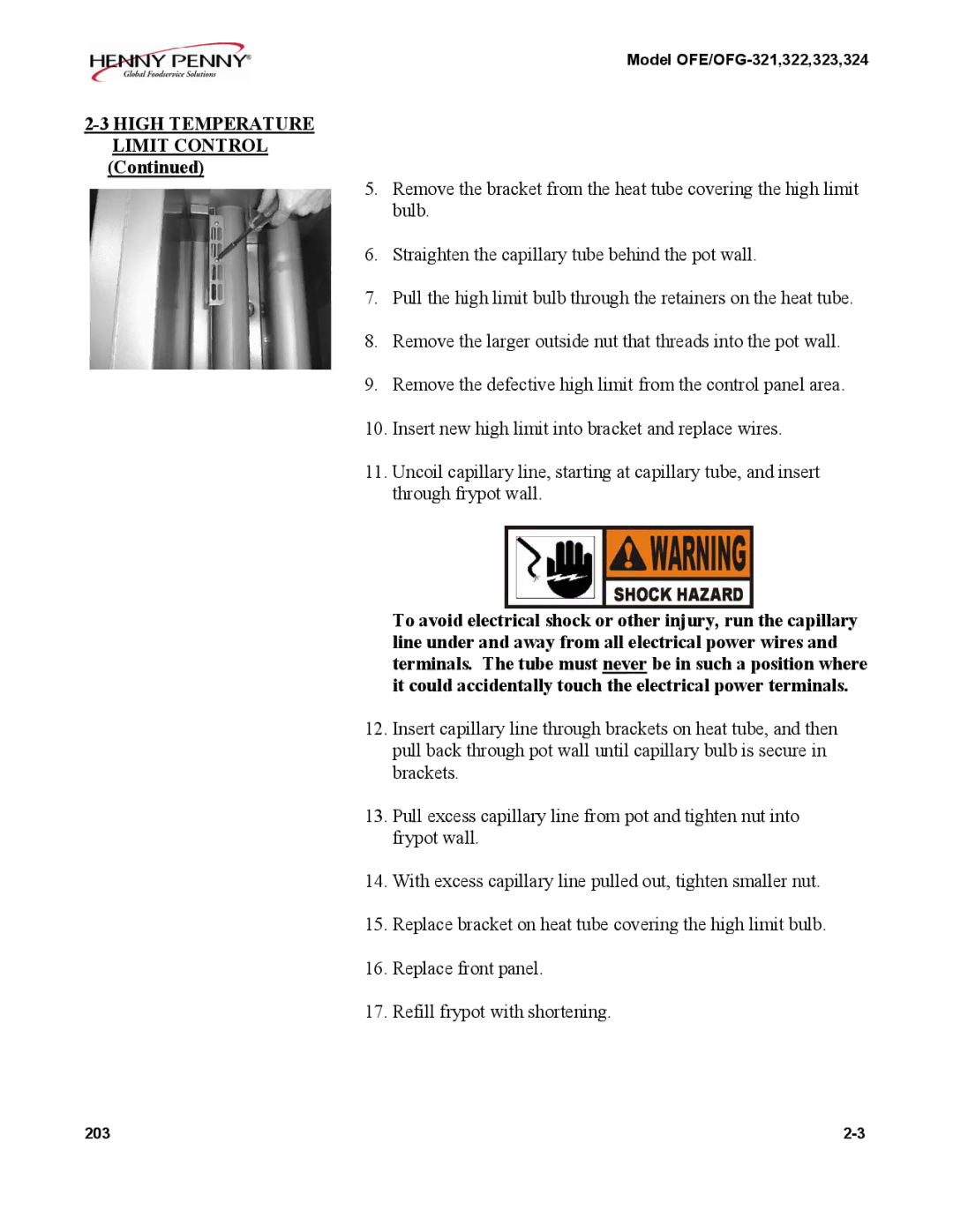 Henny Penny OFE/OFG-323, OFE/OFG-324, OFE/OFG-322, OFE/OFG-321 manual High Temperature 