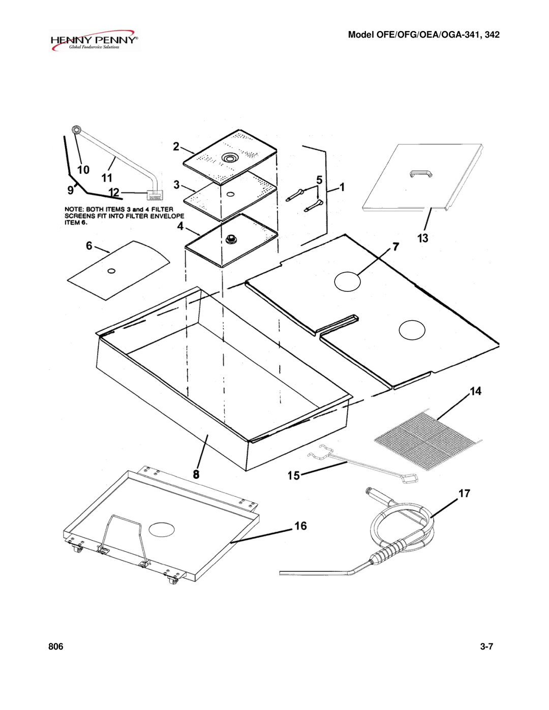 Henny Penny OFE/OFG-342, OFE/OFG-341, OEA/OGA-342 technical manual Model OFE/OFG/OEA/OGA-341 806 