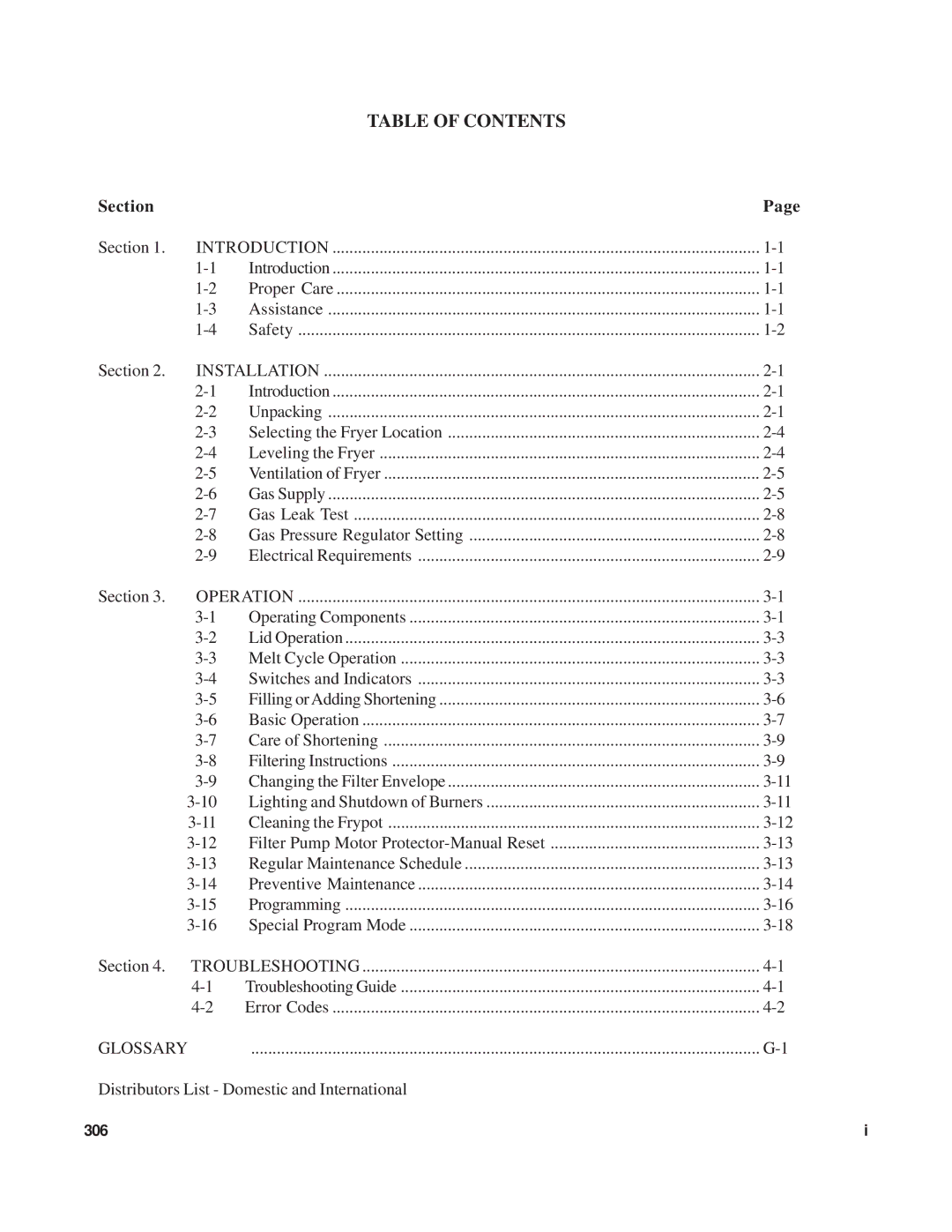 Henny Penny OFG-390 manual Table of Contents 