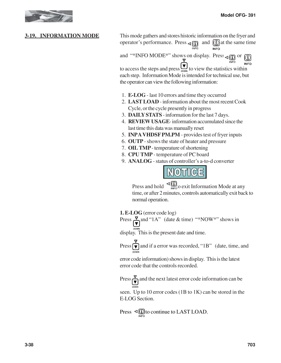 Henny Penny OFG-391 manual Press to continue to Last Load 