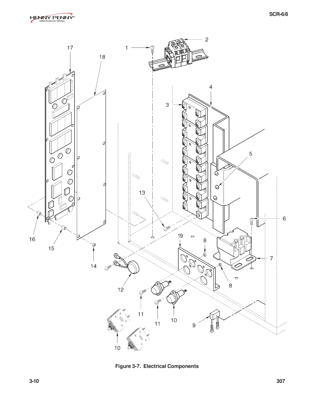 Henny Penny SCR-6/8 technical manual Electrical Components 307 