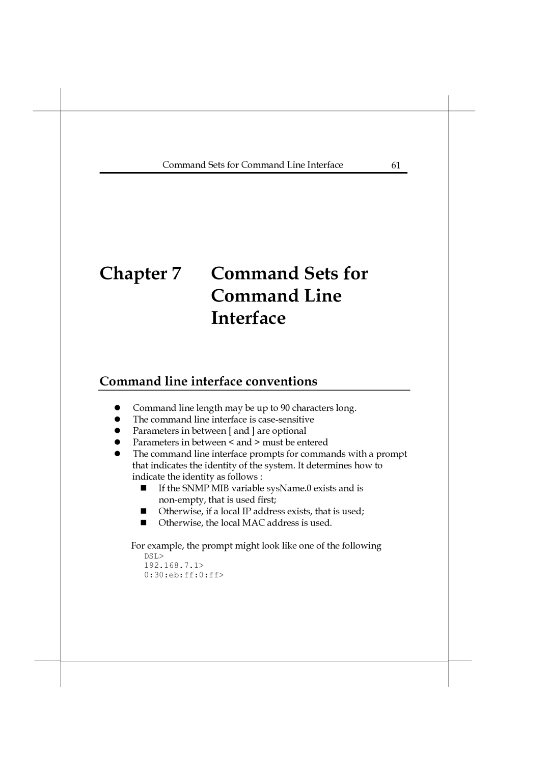 Heritage Kayaks Heritage Series manual Command Sets for Command Line Interface, Command line interface conventions 