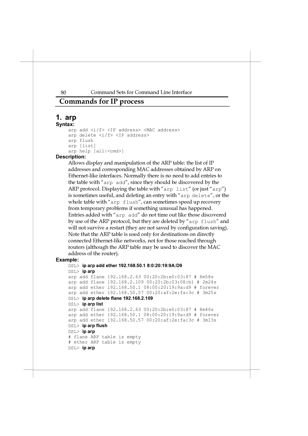 Heritage Kayaks Heritage Series manual Commands for IP process, Arp 