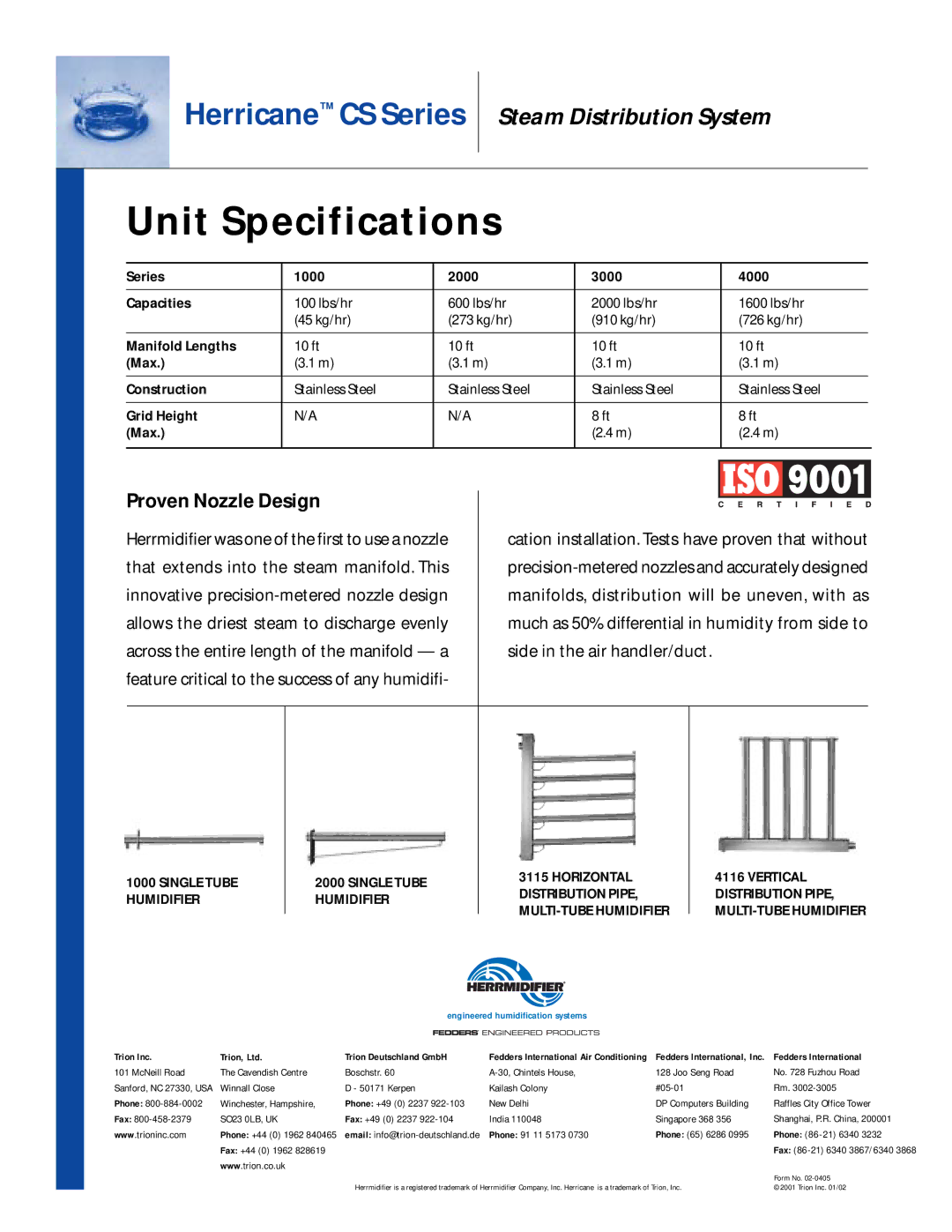 Herrmidifier Co 2000 Unit Specifications, Proven Nozzle Design, Trion Inc Trion Deutschland GmbH, Fedders International 