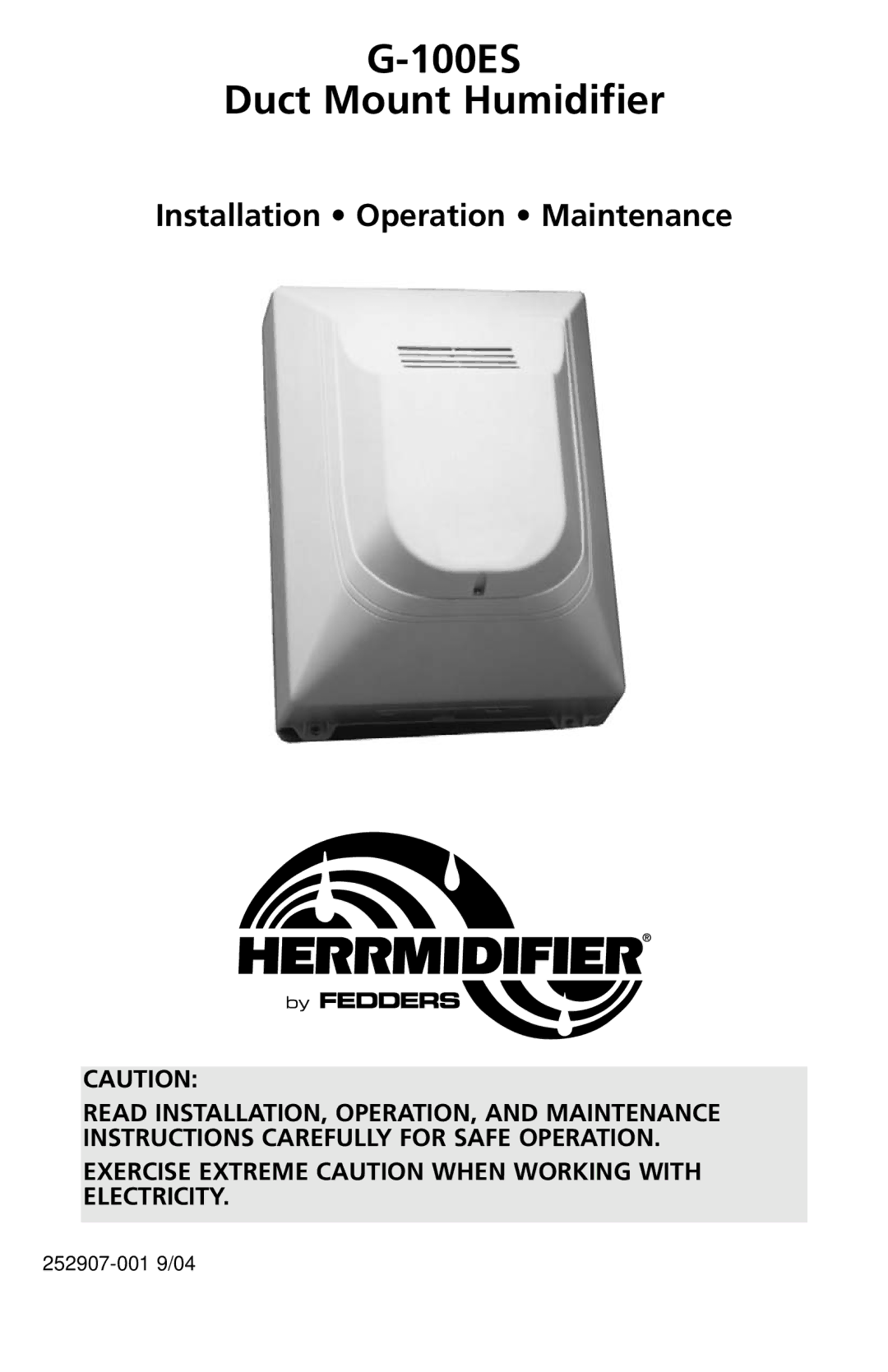 Herrmidifier Co G-100ES manual 100ES Duct Mount Humidifier 