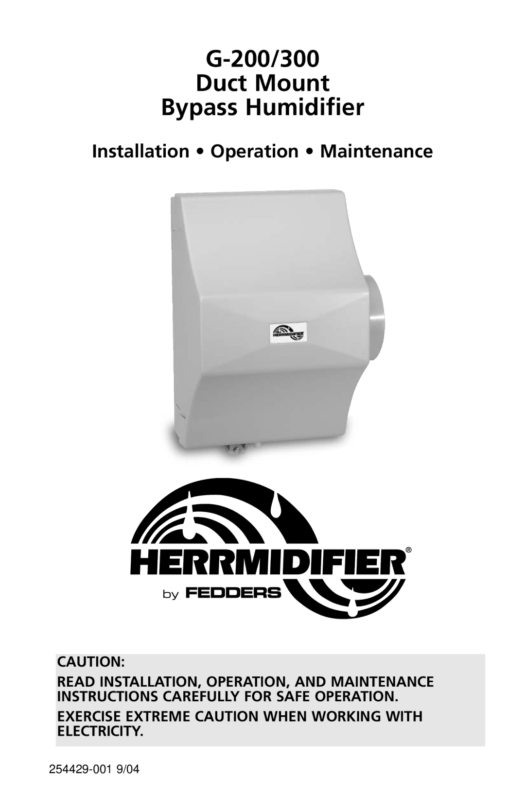 Herrmidifier Co G-200/300 manual 200/300 Duct Mount Bypass Humidifier 