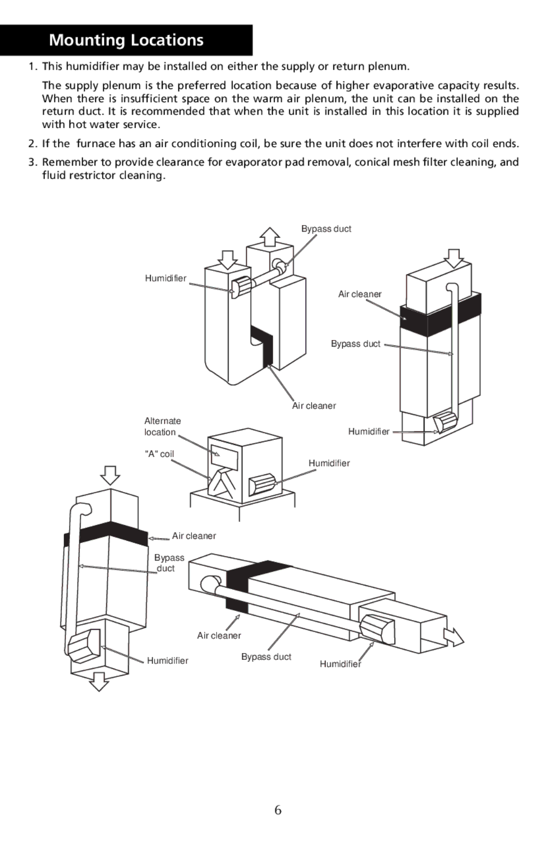 Herrmidifier Co G-200/300 manual Mounting Locations 