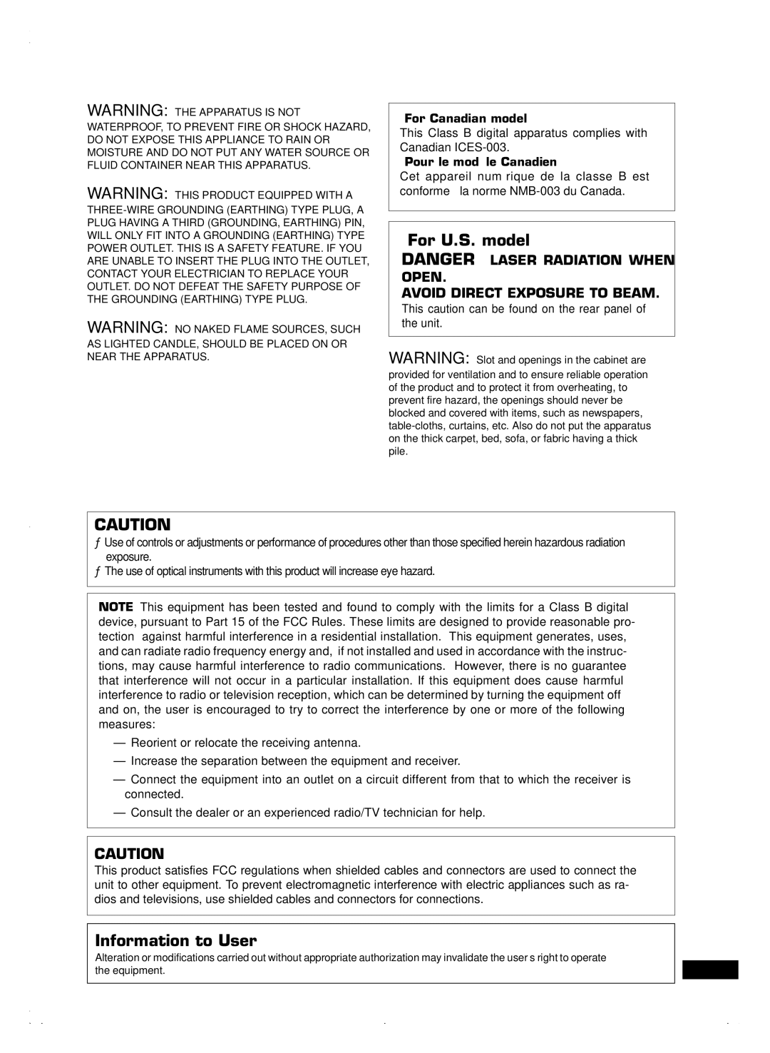 HHB comm CDR 830 manuel dutilisation For U.S. model 