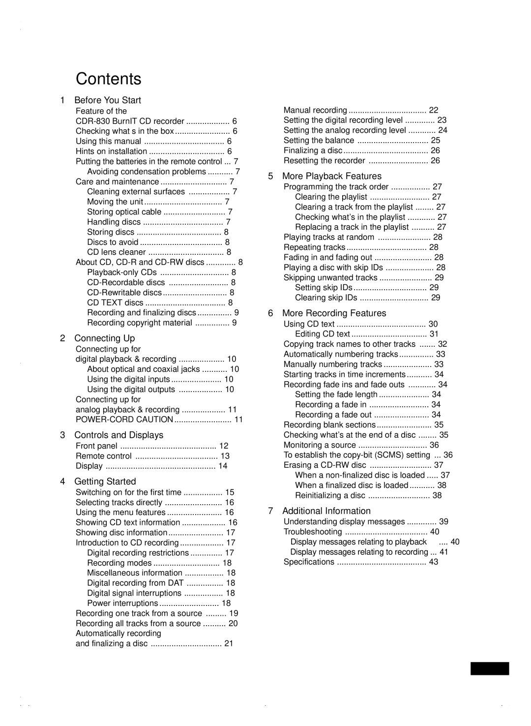 HHB comm CDR 830 manuel dutilisation Contents 