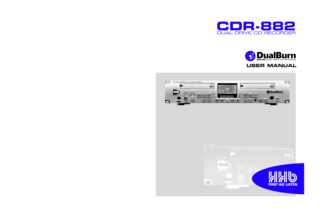 HHB comm CDR-882 user manual User Manual, Dual Drive Cd Recorder 
