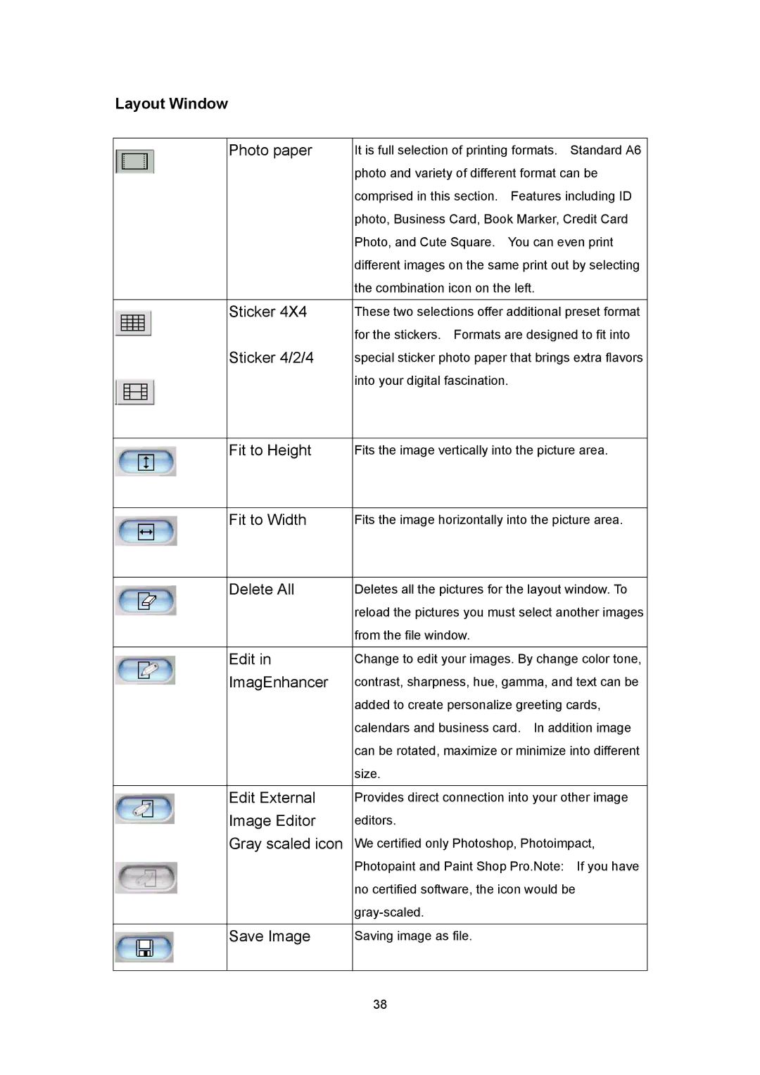 Hi-Touch Imaging Technologies 630PL user manual Layout Window, Photo paper 