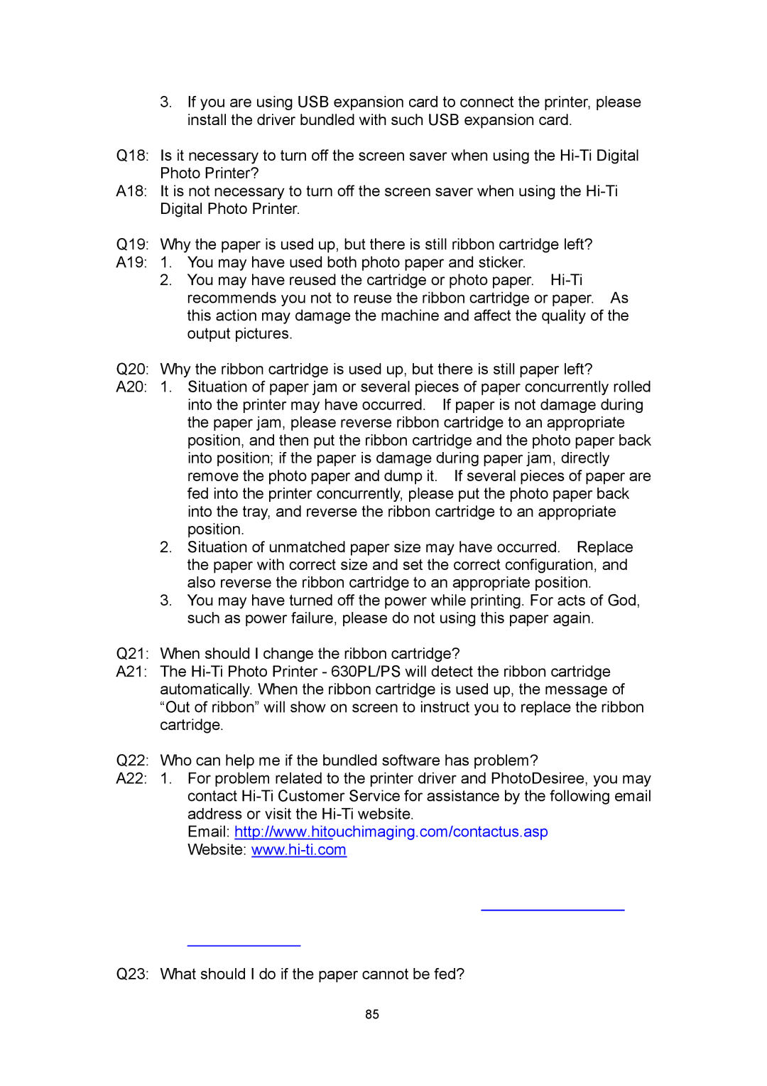 Hi-Touch Imaging Technologies 630PL user manual 