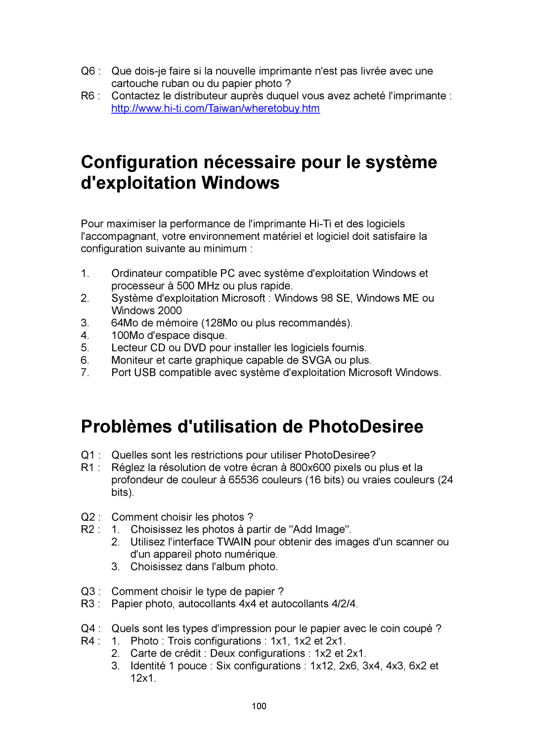 Hi-Touch Imaging Technologies 630PL/PS manual Problèmes dutilisation de PhotoDesiree 