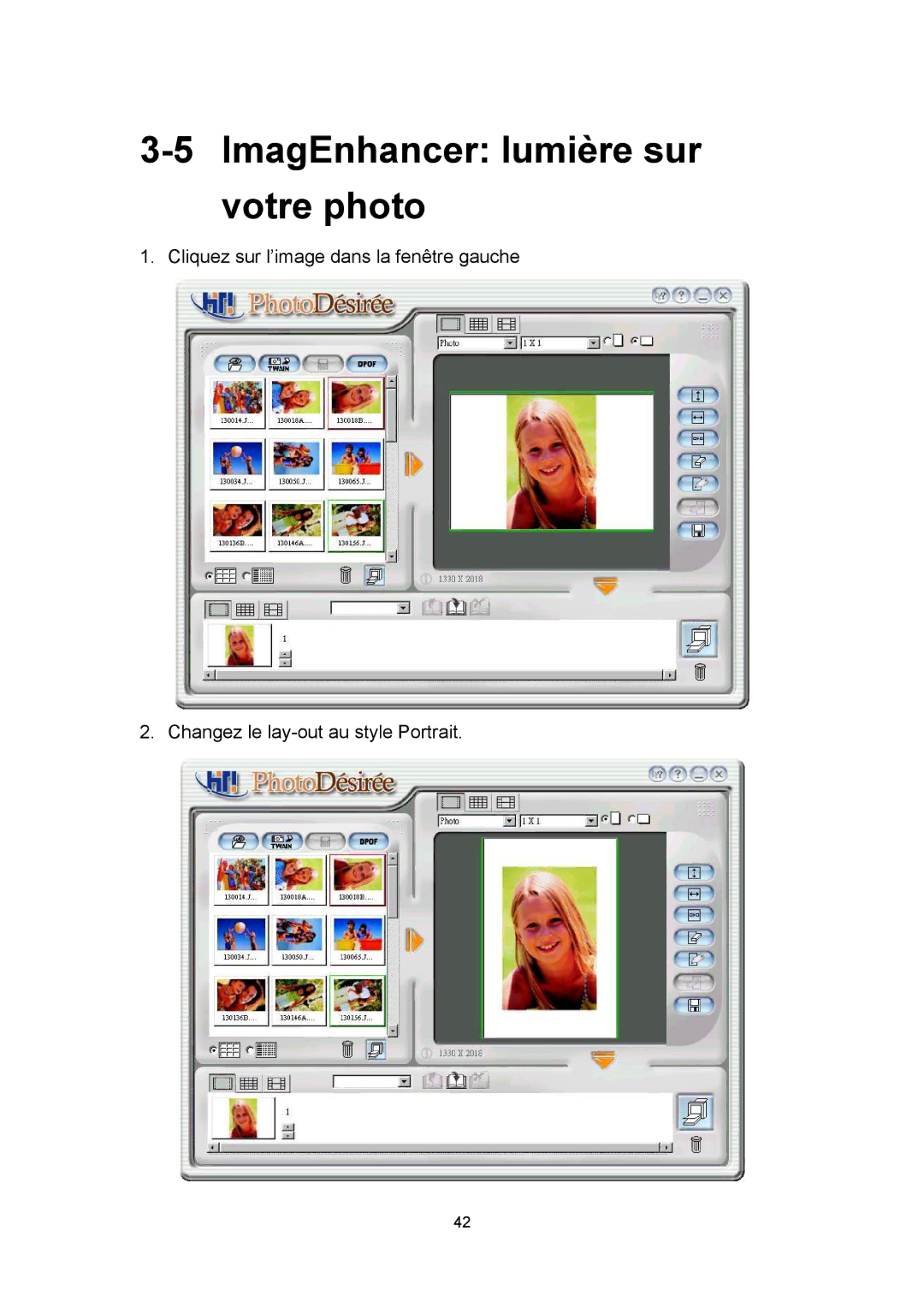 Hi-Touch Imaging Technologies 630PL/PS manual ImagEnhancer lumière sur votre photo 