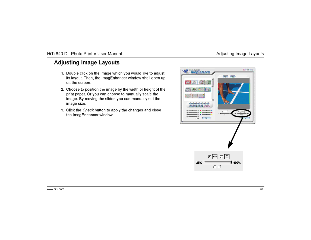 Hi-Touch Imaging Technologies 640DL manual Adjusting Image Layouts 