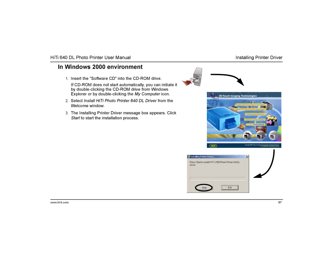 Hi-Touch Imaging Technologies 640DL manual Windows 2000 environment 