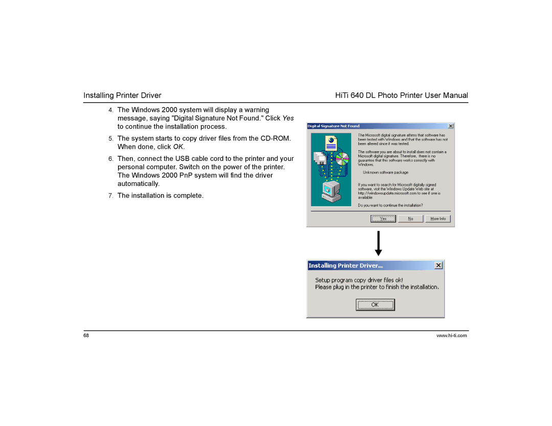 Hi-Touch Imaging Technologies 640DL manual Installing Printer Driver 