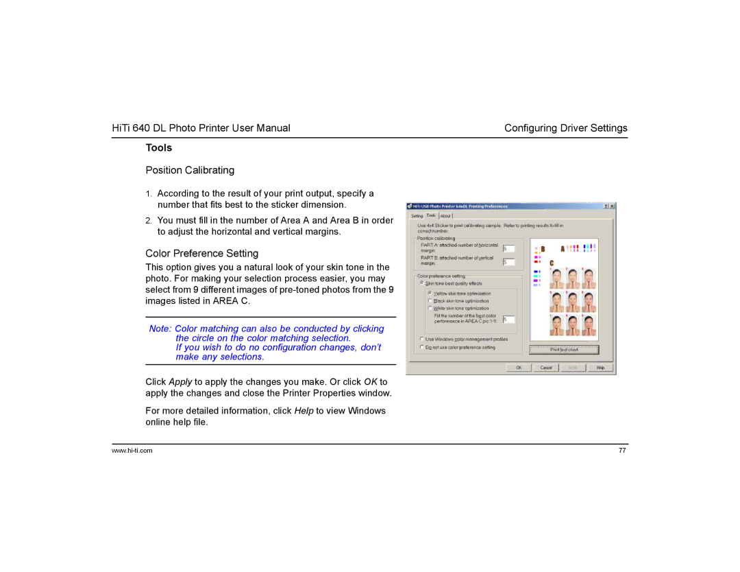 Hi-Touch Imaging Technologies 640DL manual Tools, Position Calibrating 