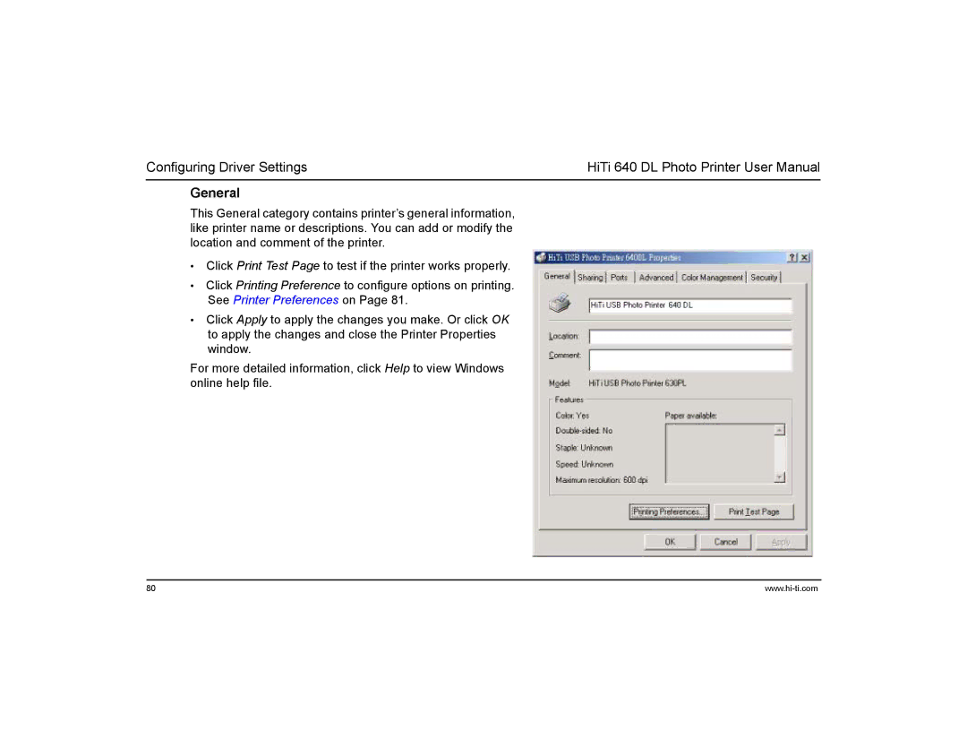 Hi-Touch Imaging Technologies 640DL manual General 