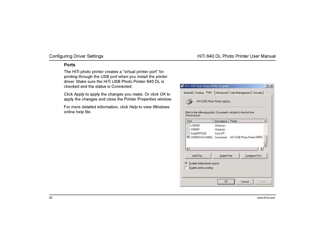 Hi-Touch Imaging Technologies 640DL manual Ports 