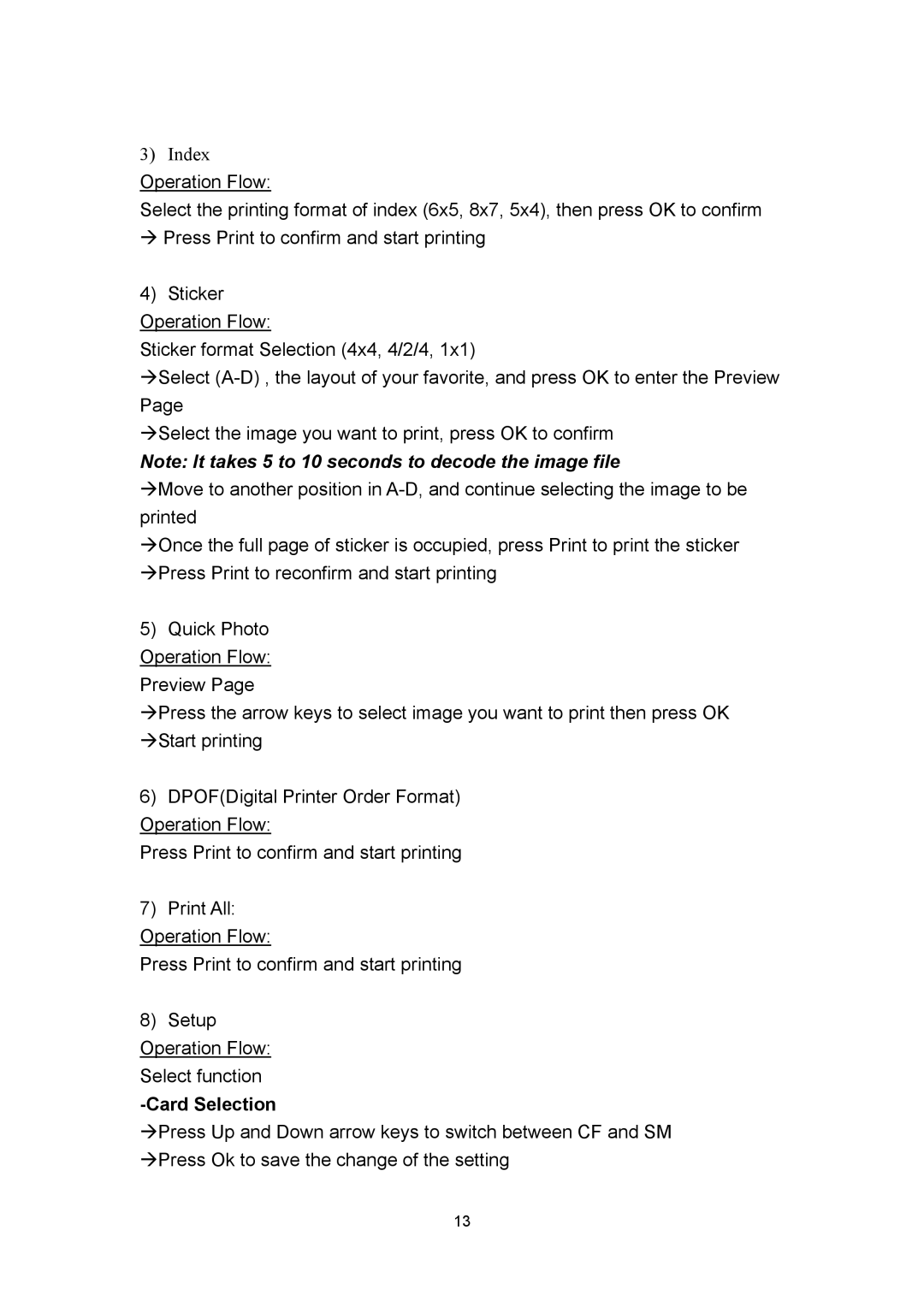 Hi-Touch Imaging Technologies 640PS user manual Card Selection 