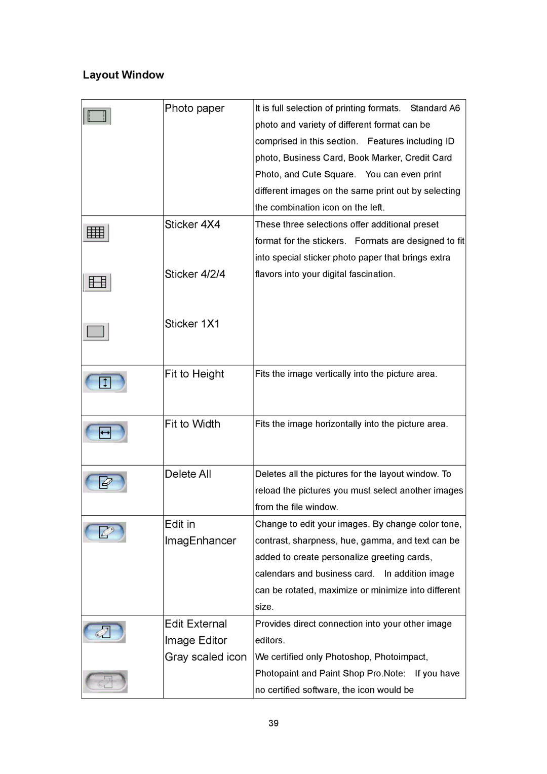 Hi-Touch Imaging Technologies 640PS user manual Layout Window, Photo paper 