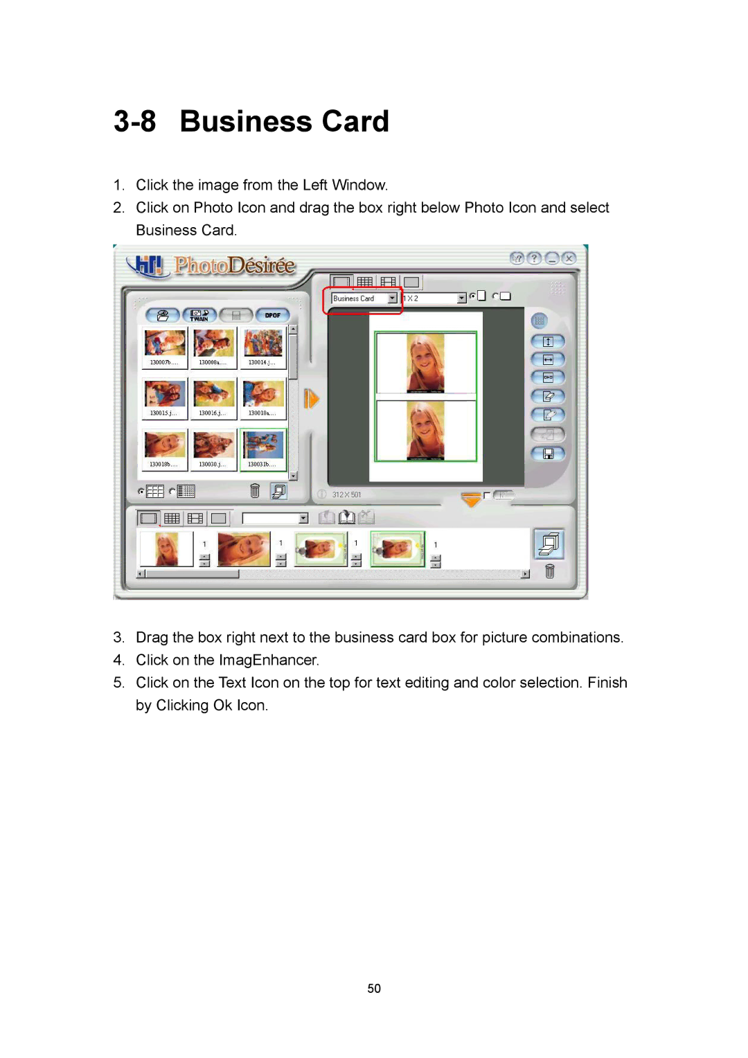 Hi-Touch Imaging Technologies 640PS user manual Business Card 