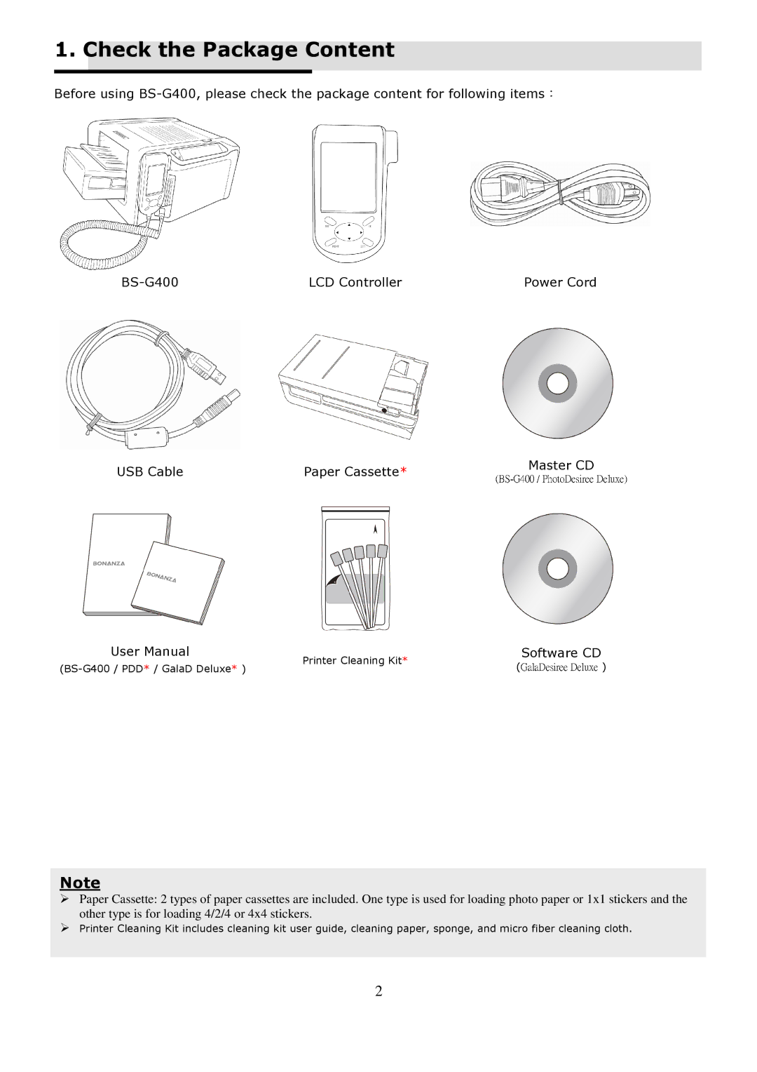 Hi-Touch Imaging Technologies BS-G400 manual Check the Package Content, Software CD 