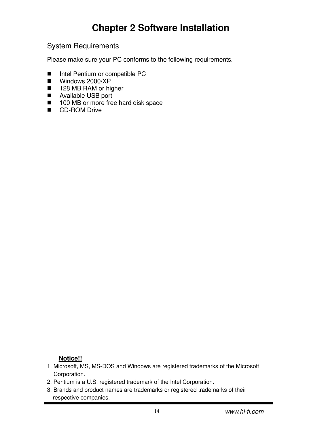 Hi-Touch Imaging Technologies CS-300 user manual Software Installation 