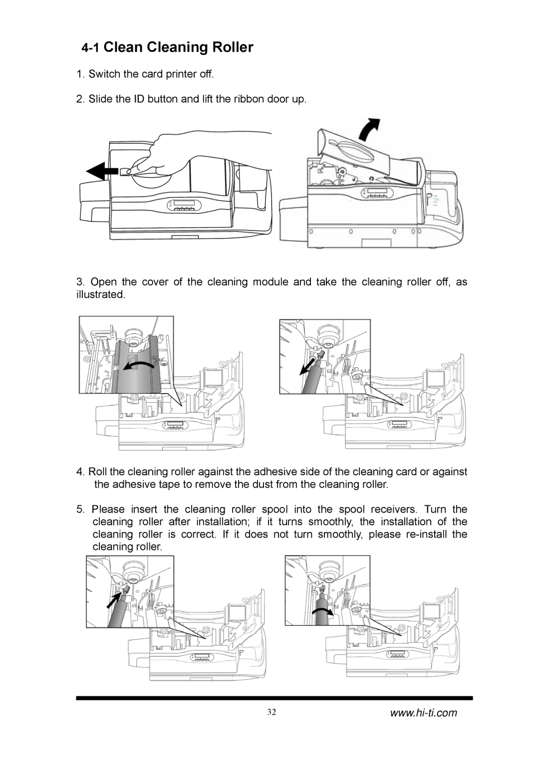 Hi-Touch Imaging Technologies CS-320, CS-310 manual 1Clean Cleaning Roller 