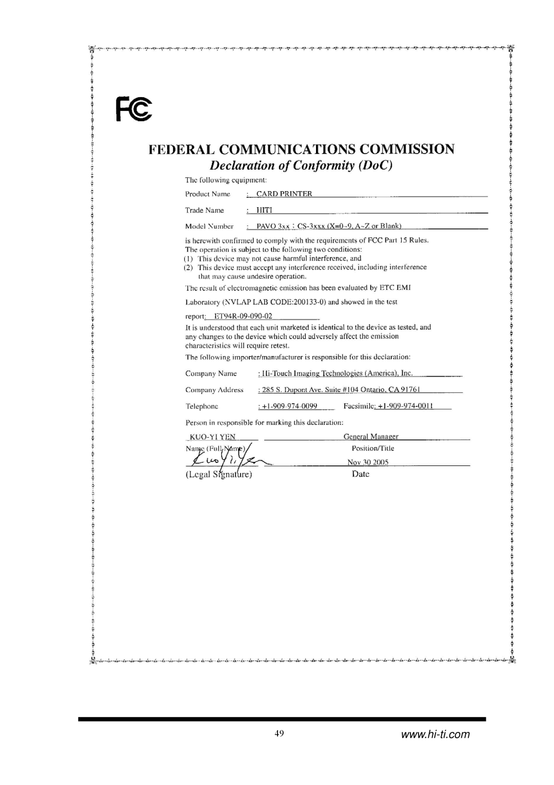 Hi-Touch Imaging Technologies CS-310, CS-320 manual 