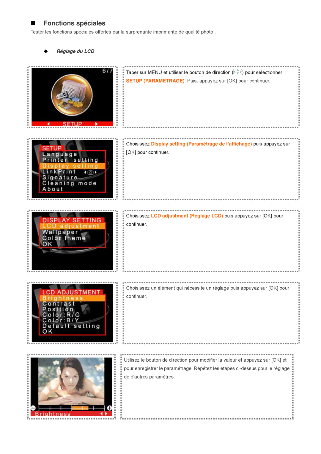 Hi-Touch Imaging Technologies S300, L300 user manual ‹ Réglage du LCD 