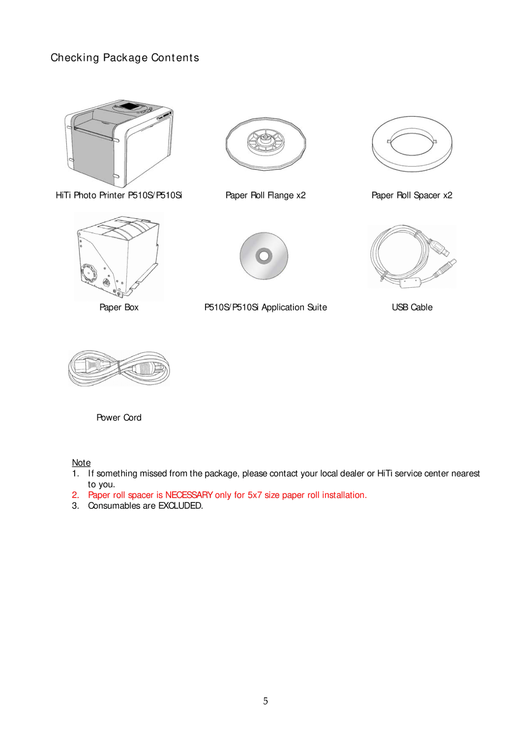 Hi-Touch Imaging Technologies P510Si user manual Checking Package Contents 