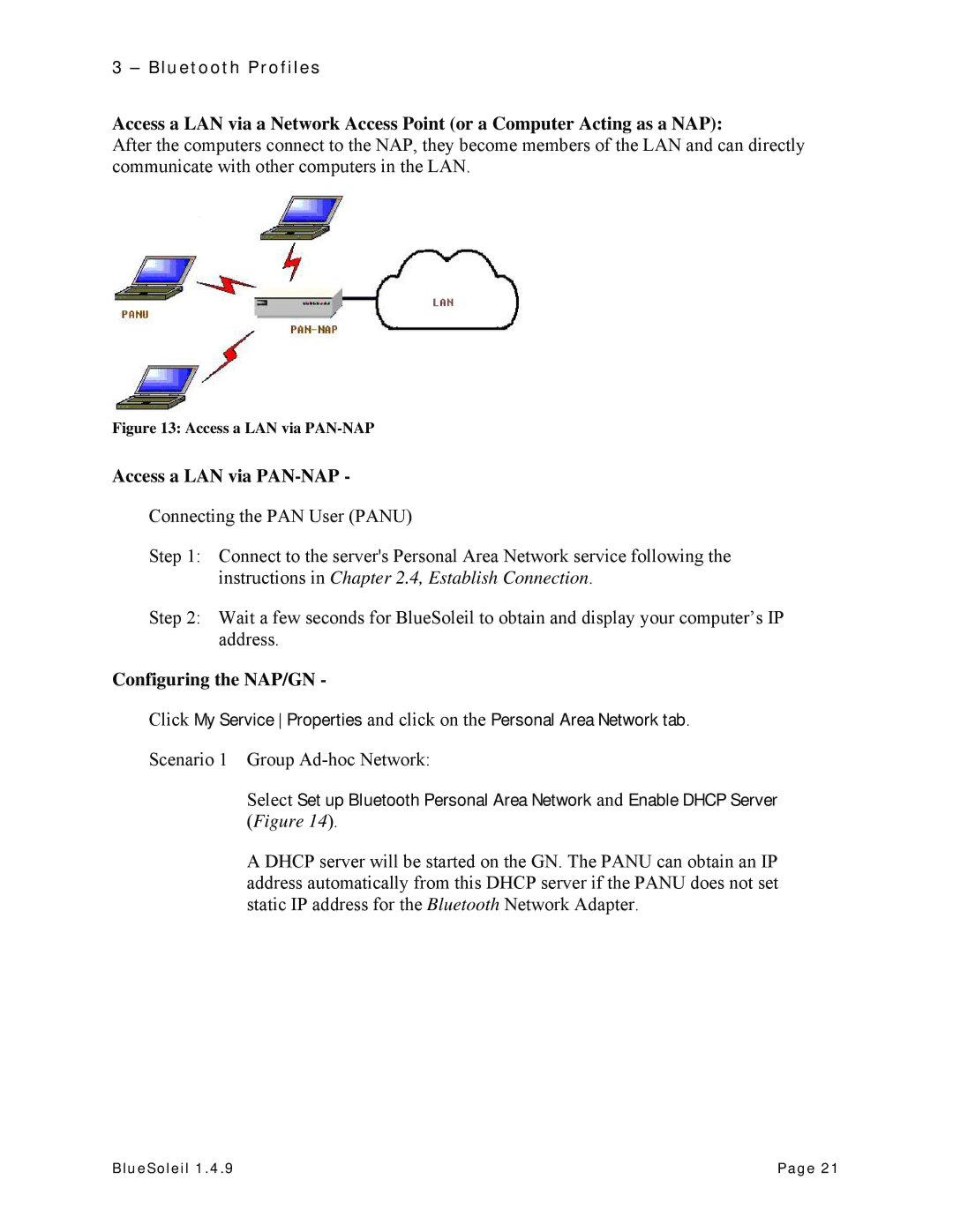 HiFi Works BlueSoleil manual Access a LAN via PAN-NAP, Configuring the NAP/GN 