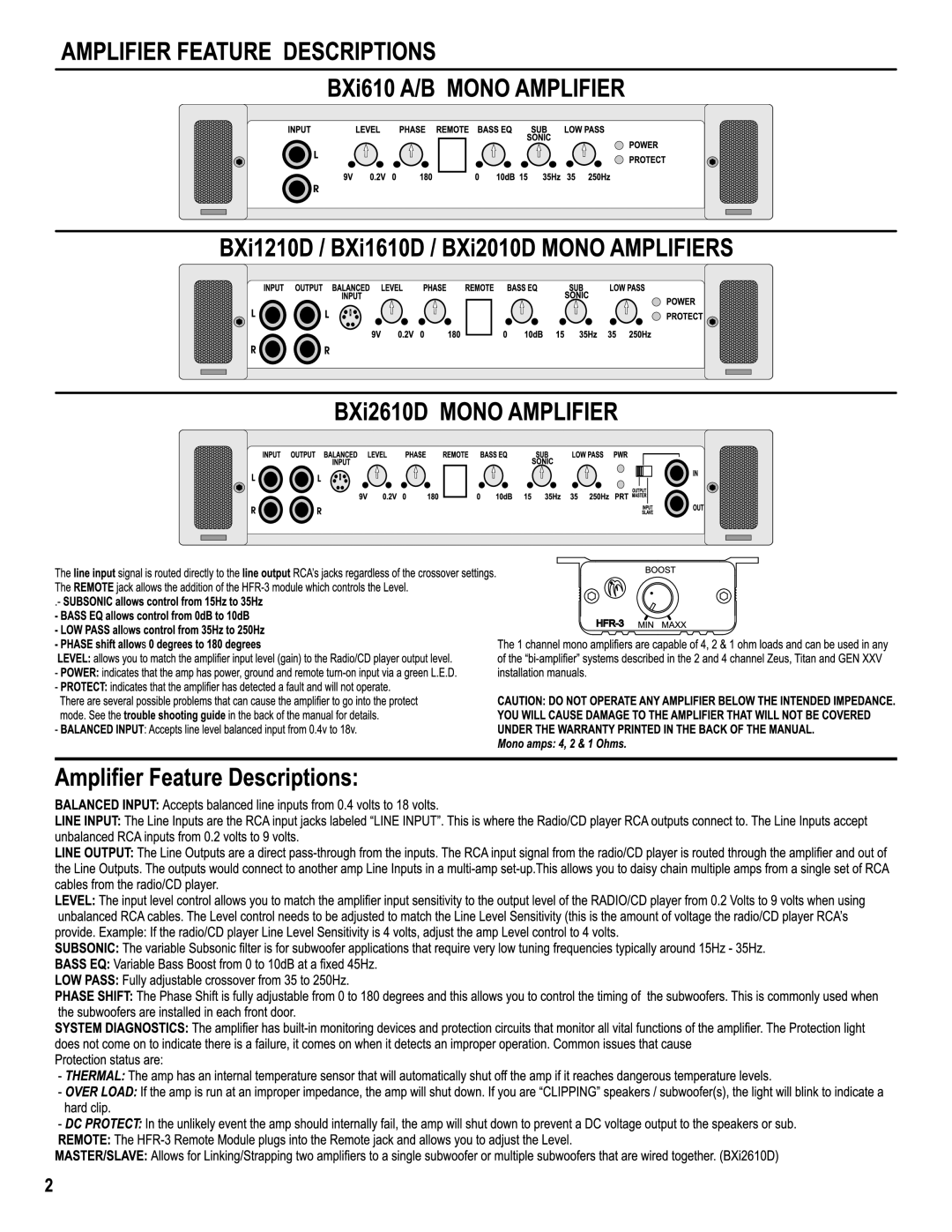 Hifionics BXi1610D, BXi610, BXi2010D, BXi2610D, BXi1210D manual 