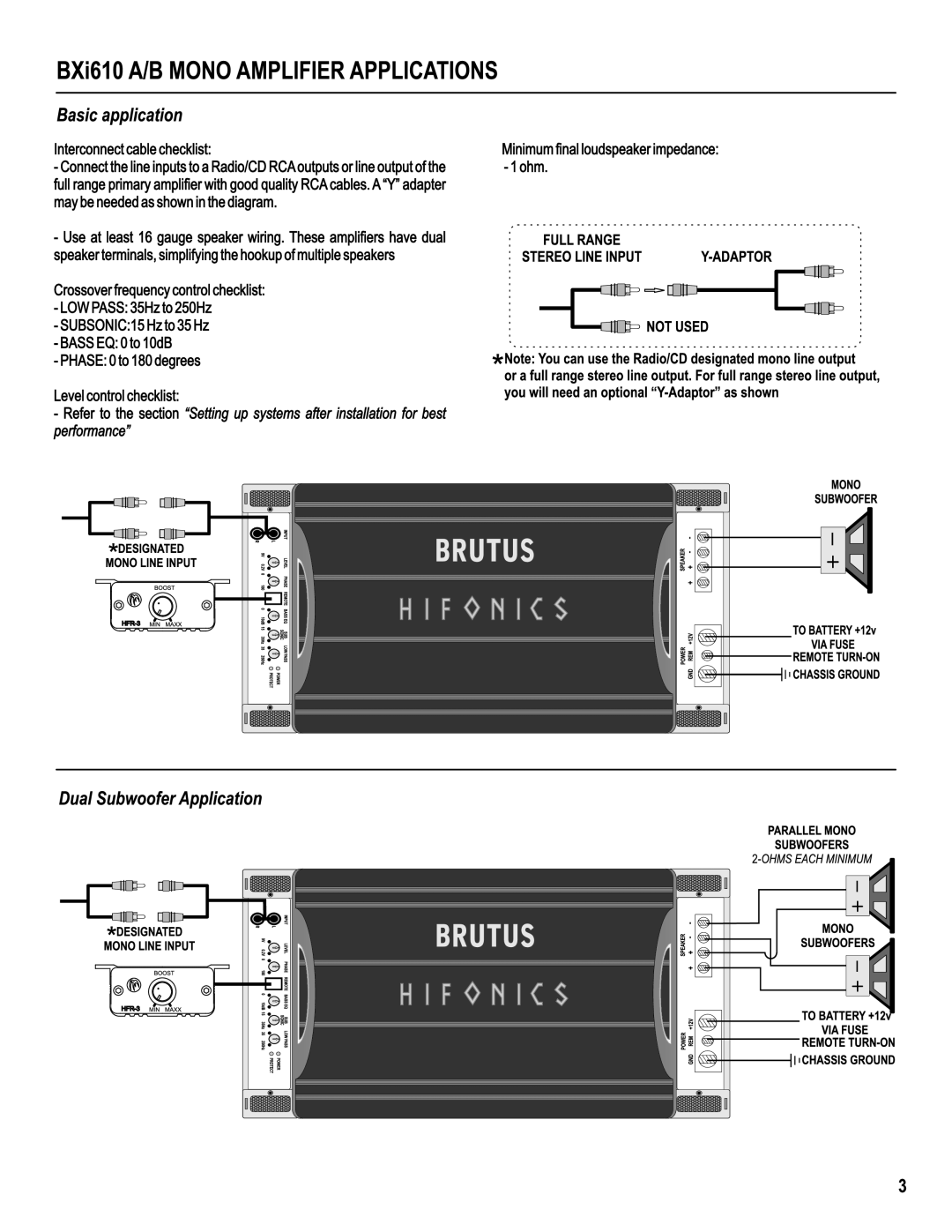 Hifionics BXi610, BXi2010D, BXi2610D, BXi1210D, BXi1610D manual 