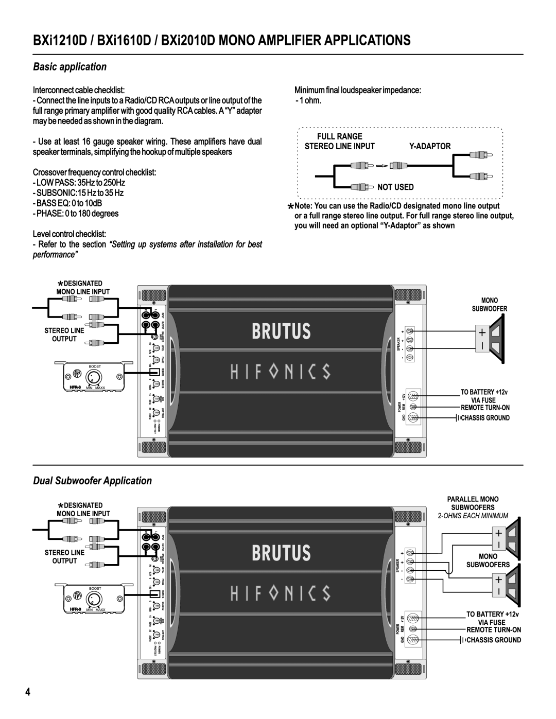 Hifionics BXi2010D, BXi610, BXi2610D, BXi1210D, BXi1610D manual 