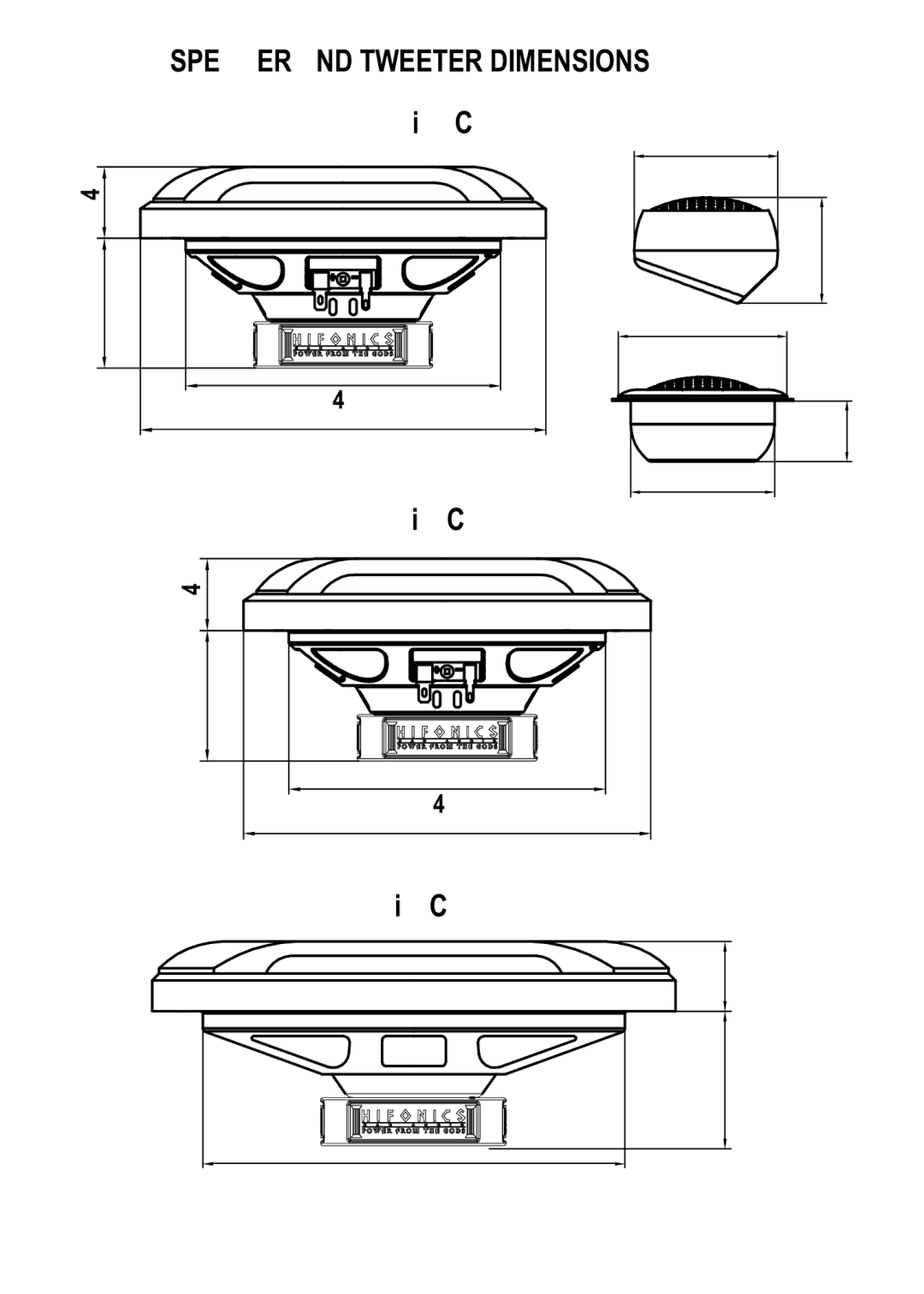 Hifionics HFI69CX, HFI65CX, HFI6.5C manual Speaker and Tweeter Dimensions 