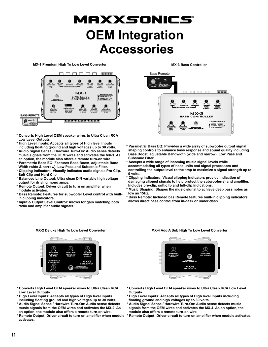 Hifionics ZXI200.2, ZXI40.4, ZXI80.4, ZXI60.4+1K, ZXI150.4 manual OEM Integration Accessories 