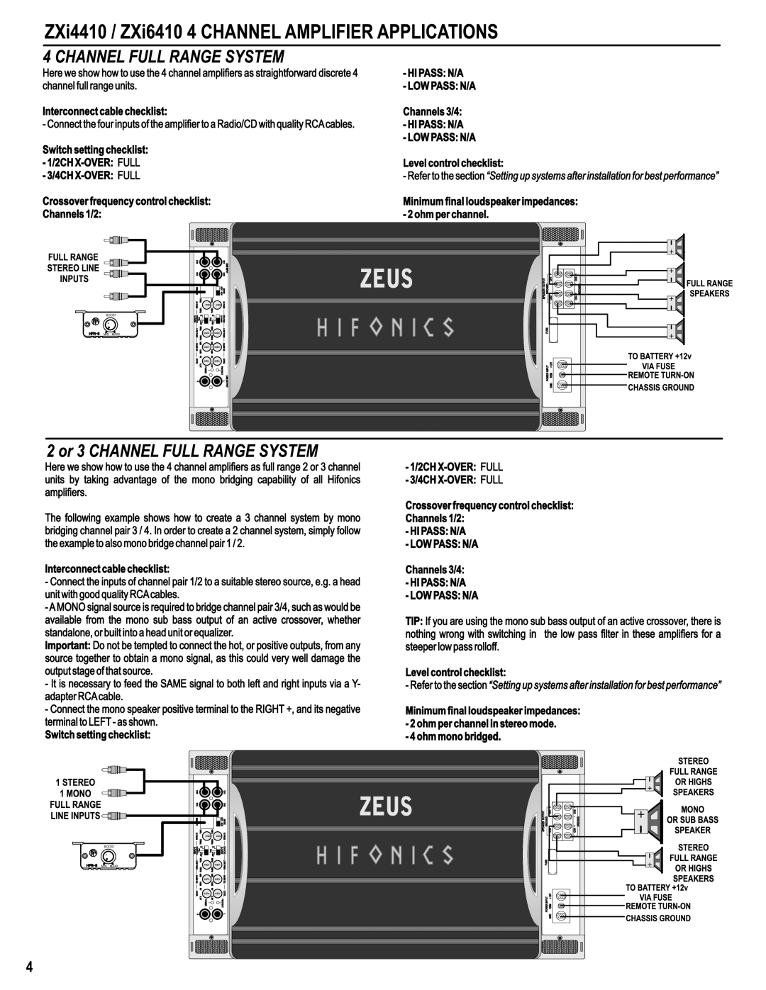 Hifionics ZXi8010, ZXi6010, ZXi1010, ZXi4410, ZXi6410 manual 