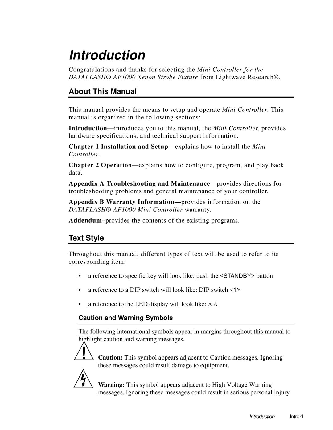 High End Systems AF1000 user manual Introduction, About This Manual, Text Style 